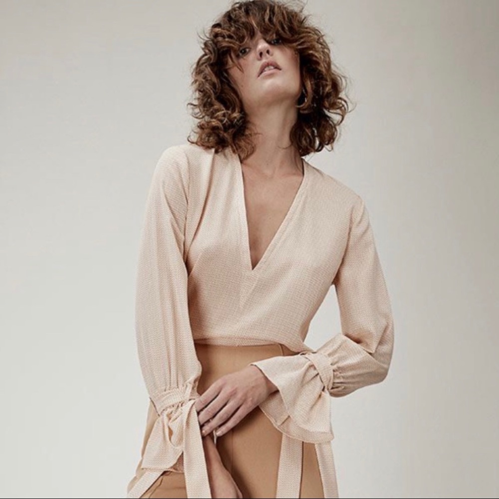 C/MEO Collective Unstoppable long sleeve tie top